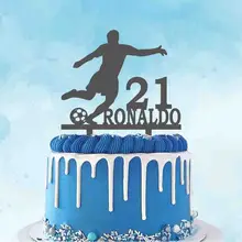 Personalized Football Cake Topper Custom Name Age Man Playing Football For Football Fans Birthday Party Cake Decoration Topper