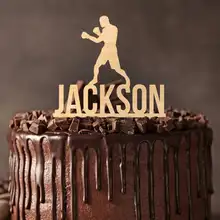 Personalized Name Boxing birthday cake topper boxer Wooden cake topper Birthday Party Decoration