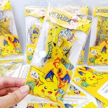 Pikachu Pokemon Anime Stationary Set Cartoon Pencil Ruler Eraser Pencil Sharpener Mini Notebook Set Student Figure Toys Gift