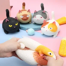 Pinch Angry Cat Cute Pet Toy Cat-shaped Squeeze Stress Relief Ball Decompression Artifact Vent Toy Squeeze Animal Toys Kids Gift