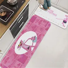 Pink Panther  Printed Flannel Floor Mat Bathroom Decor Carpet Non-Slip For Living Room Kitchen Bath Mats Doormat
