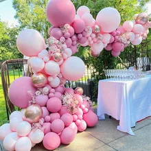 Pink White Macaron Balloon Garland Arch Kit Wedding Birthday Party Decoration Confetti Latex Balloons For Girls Baby Shower