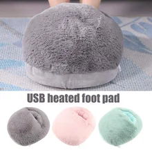 Plush Electric Heating Shoe Cover USB Charging Round Feet Heating Pads Detachable Soft Durable Safe Comfortable for Home Bedroom