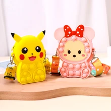 Pokemon Anime Bag Pikachu Pop Fidget Toys Silicone Wallet Squishy Push Bubble Coin Purse Girl Bag Christmas Birthday Gifts