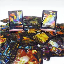 Pokemon Board Game Collectible Card Gold Silver Black 10PC English Spain French German Pikachu Charizard Mewtwo V Vmax Gold Card