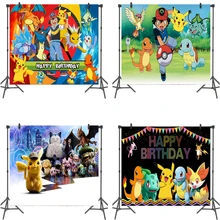 Pokemon Pikachu Backdrop Child Baby Birthday Party Decoration Spiderman Photography Backdrops Cloth Wall Curtain Decor 125*80