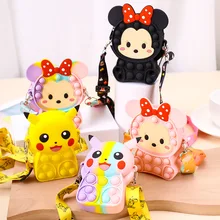 Pokemon Pikachu Minnie Pop Fidget Toys It Silicone Wallet Squishy Push Bubble Anti Stress Mini Coin Purse Girl Bag Kid Xmas Gift