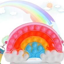 Pop Antistress Bag Rainbow Bag Toys Push Pop Bag Bubbles Wallet Bag Coin Purse Simple Dimple Anti Stress Purses for Kids Gift