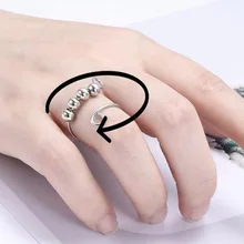 Pop Anxiety Fidget Ring Women Spinning Anxiety Ring With Beads Stress Relief Spinner Rings Single Coil Spiral Toys Girls Gift