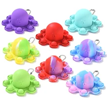 Pop Octopus Key Chain Fidget Relieve Stress Toys Rainbow Push Bubble Antistress For Children Adult Fidget Toy To Relieve Autism