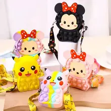 Pops Mickeys Minnies Fidget Toys Children Anti Stress Push Bubble Pop Cartoon Antistress Squeeze Women Bags Girls Squishy Gifts