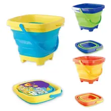 Portable Children Beach Bucket Sand Toy Foldable  Collapsible Plastic Pail Multifunctional Summer Party Playing Storage