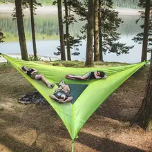 Portable Multi Person Hammock 3 Point Design Multi-functional Triangle Aerial Mat Convenient Camping Tree Tent Sleep Pad Outdoor