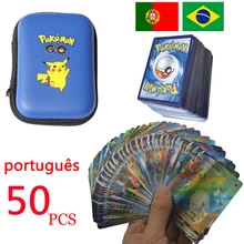 Portuguese Pokemon Pikachu Game 50Pcs Cards Holder Album Hard Case Book Collection Storage Box French Spanish Christmas Toys