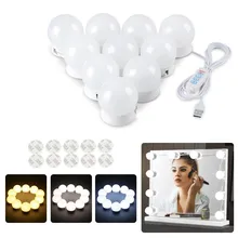 Professional 14PCS Detachable Bulbs Three Colors LED Makeup Mirror Light USB Cosmetic Mirror Dressing Table Vanity Lights 20#12