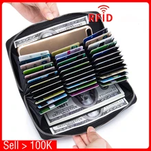 RETROGOO Genuine Leather Large Capacity Long Women's Wallet RFID 36 Card Holder Wallet Ladies Cardholder Purse Female Carteras
