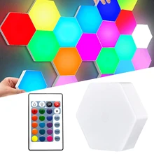 RGB LED Quantum Hexagon Light Touch Sensor RGB LED Wall Lamp LED Honeycomb Light Colorful Modular Night Light For Bedroom