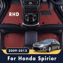 RHD Car Floor Mats For Honda Spirior 2013 2012 2011 2010 2009 Auto Custom Double Layer Wire Loop Leather Styling Carpets Covers