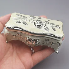 ROSIKING Emboss Alloy Metal Music Box Mini Wind Up Movement Music Box for Christmas/Birthday/Valentine's Day