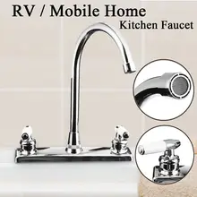 RV Double Handle Double Basin Kitchen Faucet Tap Silver Single Hole Water Tap Torneira Cozinha Cold And Hot Mixer Tap