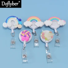 Rainbow Cloud Badge Reel Office Accessories Student Nurse Exihibiton ID Name Card Retractable Badge Holder