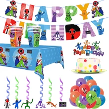 Rainbow Friends Birthday Party Decoration Rainbow Friends Theme Disposable Tableware Plate Table Cover Banner Kid Party Supplies