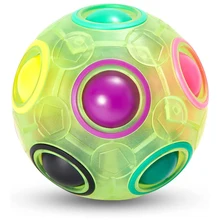Rainbow Spherical Football Ball Pouch Magic Fidget Ball Color-Matching Puzzle Game Fidget Toys Stress Ball Brain Teaser for Kids