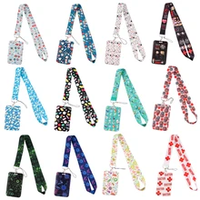 Ransitute R2335 Medical Doctor Theme Virus Cells ID Card Holder Bus Card Holder Staff Card Lanyard For Keys Phone DIY Hang Rope