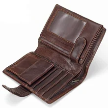 Real Cowhide Genuine Leather Men Wallets Coin Purse Clutch Open Top Luxury Retro Designer Small Card Holder Male Walet Wallets