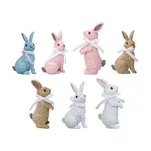 Realistic Bunny Figurine Easter Decoration Bunny Model for Desktop Home Living Room Bar Office