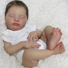 Reborn Baby Doll Realistic Laura Sleeping Doll With Rooted Hair 3D Painting Skin Newborn Size Handmade Reborn Toy Gift For Girls