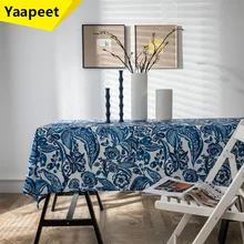 Rectangular Tablecloth Waterproof and Oil-proof Desk Blue Print Rectangular Dining Table Coffee Table Tablecloth Decoration