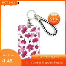 Red Flowers Cartoon Badge Reel Lanyard Nurse ID Credit Card Work Card Badge Holder Office Student Card Holder