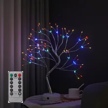 Remote Control RGB Fairy Tree Table Lamp  Night Light  DIY Adjustable Branch 108 LED USB Battery Gift For Girls Women Home Room