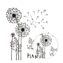 Removable Living Waterproof Art Vinyl Quote DIY Black Dandelion Wall Sticker Decal Mural Home Room Decoration Supplies