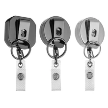 Retractable New Metal Card Key Ring Clip Wire Rope Pull Keychain Reel Extendable Belt Reel ID Lanyard Name Tag Card Badge Holder