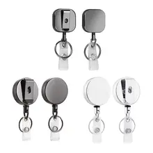 Retractable Pull Key Ring ID Badge Holder Name Tag Card Badge Holder Recoil Reel Belt Anti Lost Clip Gift School Office Supplies