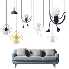 Retro Nordic Pendant Lamps Little Iron Man Spider Hanging lamp Climbing Light LED for Loft Children's Room Coffee Bar
