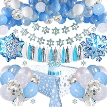 Reusable Tablecloth Snowflake Decorations Birthday Table Tablecloth for Kids Boy Girl Winter Wonderland Party Decorations