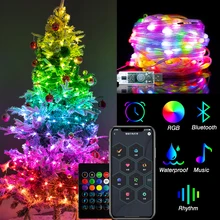 Rgb Ic Christmas Fairy Light Smart App Led String Lights Musical Rhythm Bluetooth Control Light Waterproof Christmas Decoration