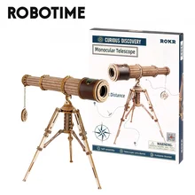 Robotime Rokr 1:1 DIY 314 pcs Telescopic Monocular Telescope Wooden Model Building Kits Assembly Toy Gift for Children Adult