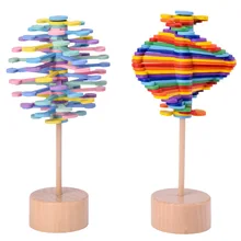 Rotating Decompression Stick Children's Creative Small Toys Wooden Novelty Toys Adult Pressure Relief Decorations