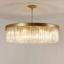 Round Crystal Pendant Lights Hanging Light LED Crystal  Living Room Lamp Sitting Retro Dining Pendant Lights