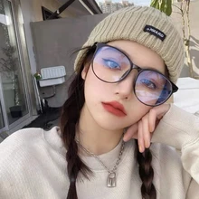 Round Glasses Woman Fashion Oversized Clear Lens Eyeglasses Female Vintage Transparent Big Frame Anti Blue Light Spectacle