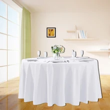 Round Tablecloths for Circular Table Cover in Washable Polyester Great Buffet Table Parties Holiday Dinner More white tablecloth