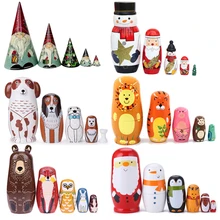 Russian Matryoshka Dolls Penguin Pattern Handmade Basswood Nesting Dolls Set Matryoshka Doll Toys Home Decor Fun Toys