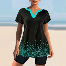 S-6XL 3 Piece Tankini Swimsuits For Women Bathing Suit Tops With Swim Capris Athletic Swimwear Beachwear