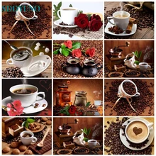SDOYUNO Oil Painting By Numbers Coffee Diy Unique Gift Handpaint Frame Home Living Decor Wall Art Picture Acrylic Paint Adults K