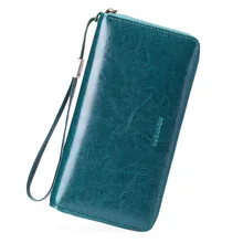 SENDEFN Genuine Leather RFID Wallets For Women Large Capacity Zip Clutch Woman Cardholder Cartera Mujer Fashion Women's Wallet