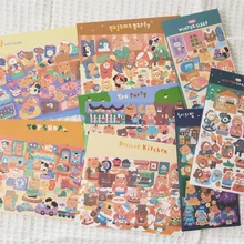 SKYSONIC 8PCS Full Set Series Decorative Stickers Kawaii Bear Idol Cards Scrapbooking Goo Cards Sticker Kpop Korean Stationery